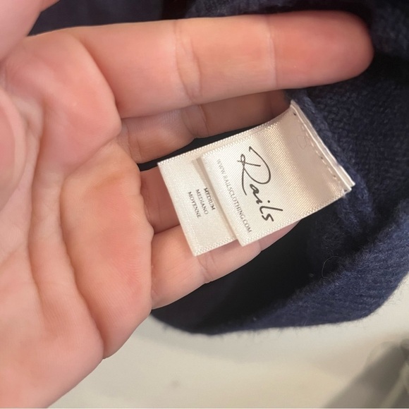 Rails size medium blue cashmere wool blend Olivia sweater lace up - Picture 5 of 9